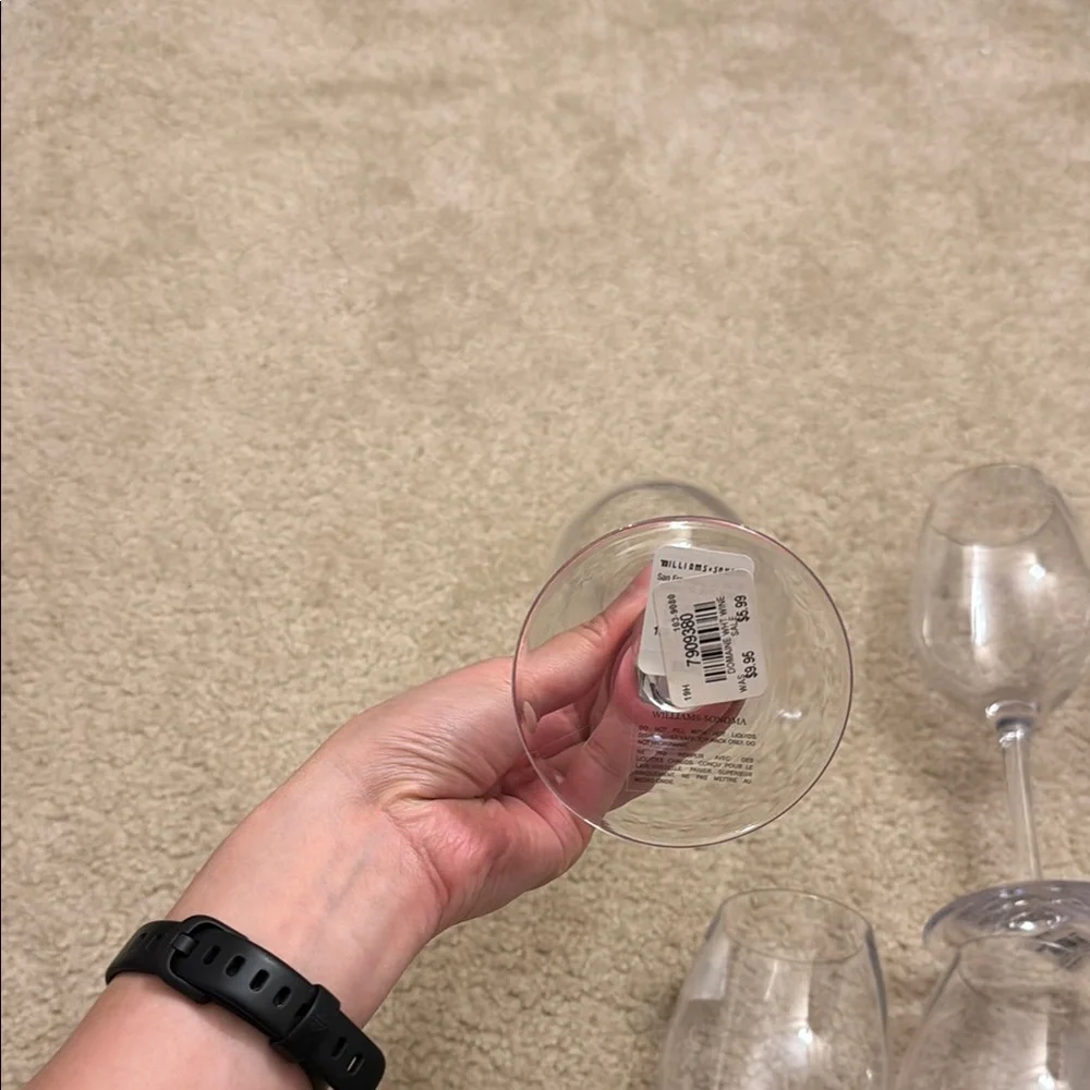Williams Sonoma Clear Plastic Wine Glasses Set of 6